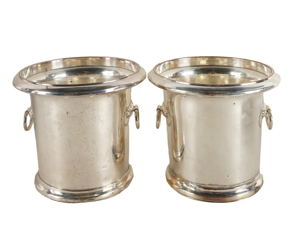 Appraisal: PAIR ARMAND FRENAIS SILVERPLATE WINE COOLERSeach with maker's marks Condition