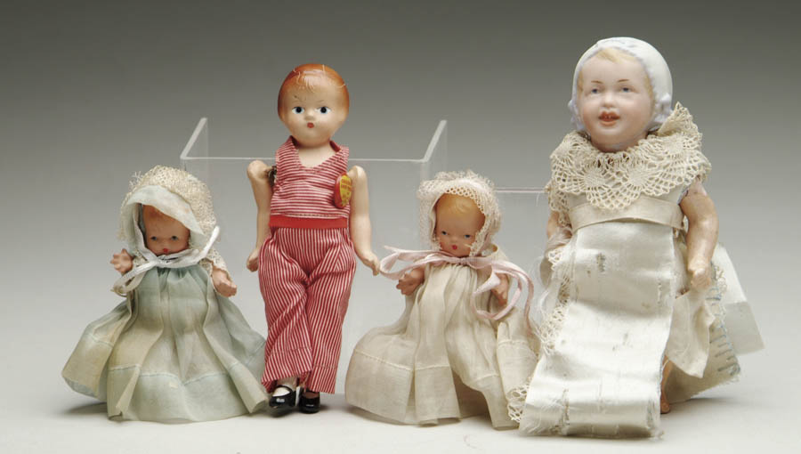 Appraisal: LOT OF COMPOSITION DOLLS AND BISQUE HEAD BABY Two -