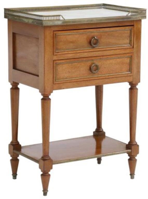 Appraisal: French Louis XVI style bedside table th c having pierced