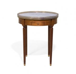 Appraisal: A LOUIS XVI STYLE MAHOGANY BOUILLOTTE TABLE Early th century