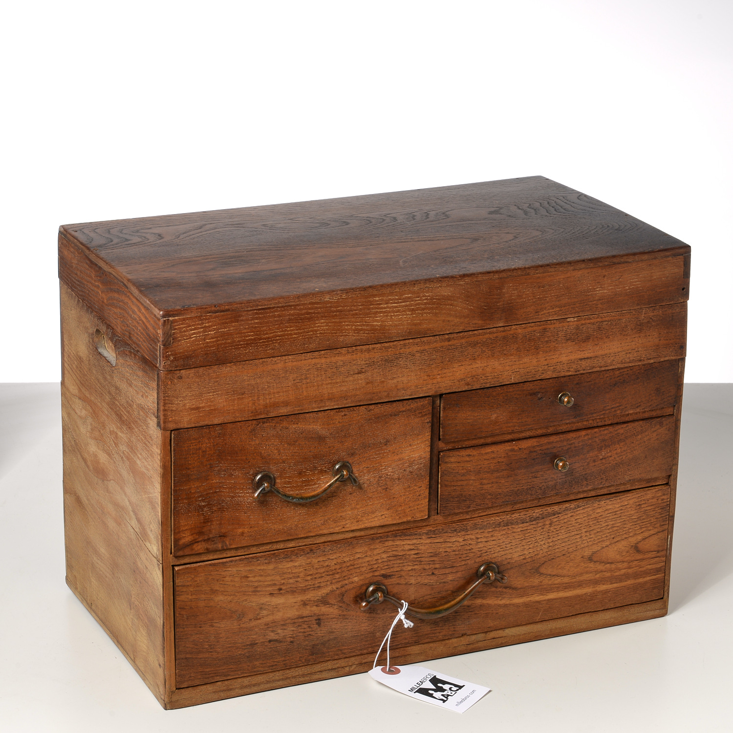 Appraisal: SMALL JAPANESE TANSU th th c lined drawers and compartments