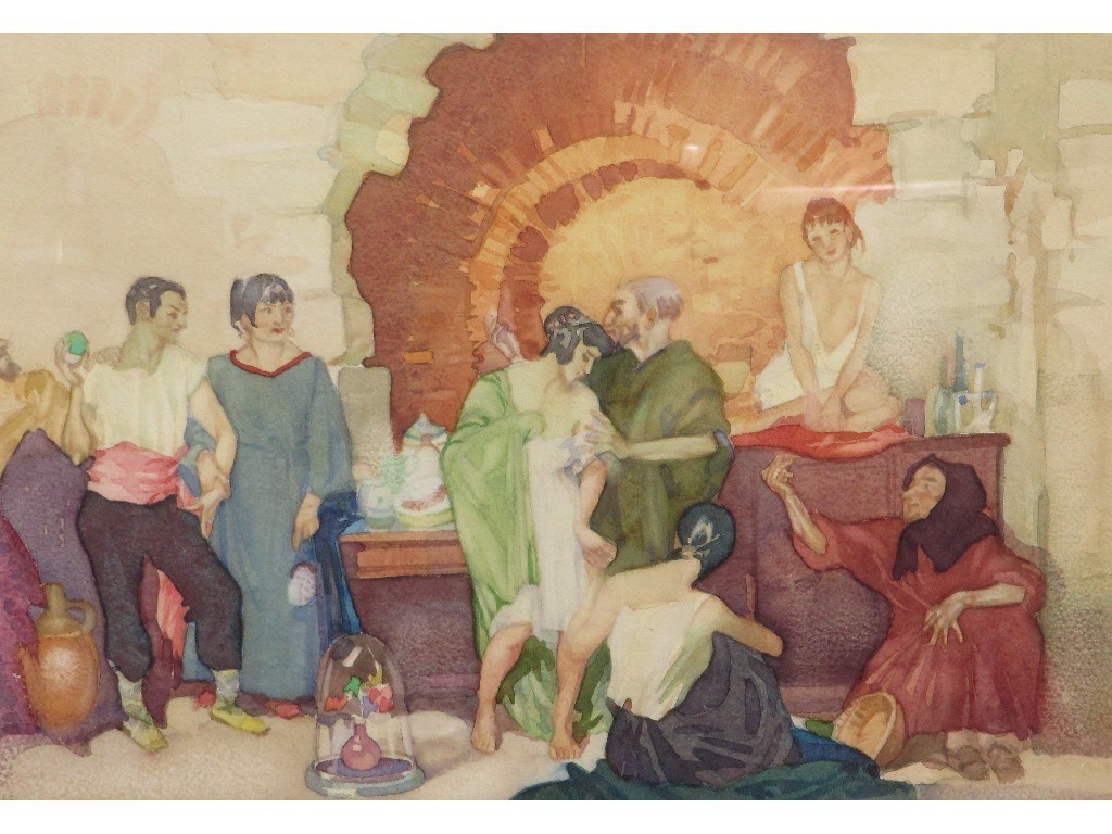 Appraisal: Watercolour of figures in an interior unsigned