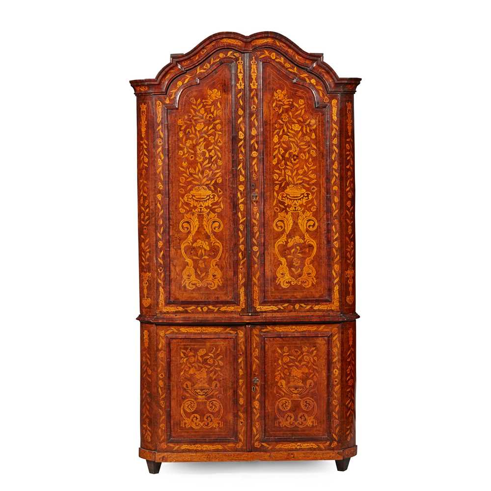 Appraisal: DUTCH WALNUT AND MARQUETRY CORNER CABINET EARLY TH CENTURY the