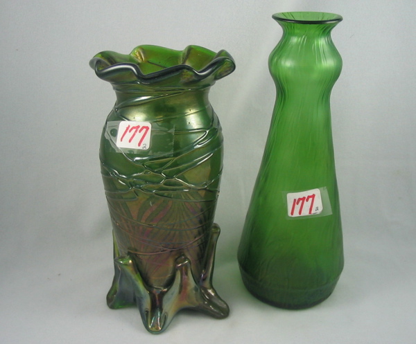 Appraisal: TWO LOETZ ART GLASS VASES One fitted on a -footed