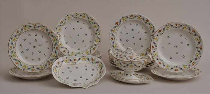 Appraisal: ENGLISH PORCELAIN PART DESSERT SERVICE Comprising fourteen in plates a