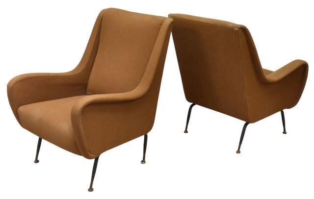 Appraisal: lot of Italian mid-century modern armchairs c s slightly reclined