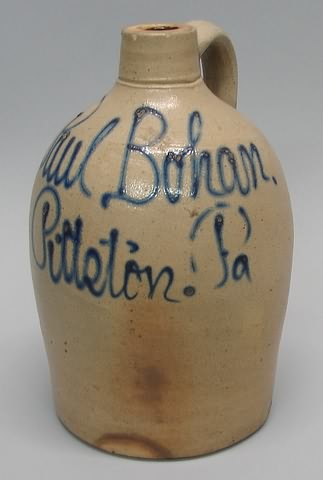 Appraisal: Inscribed with Paul Bohan Pittston Pa in cobalt blue script