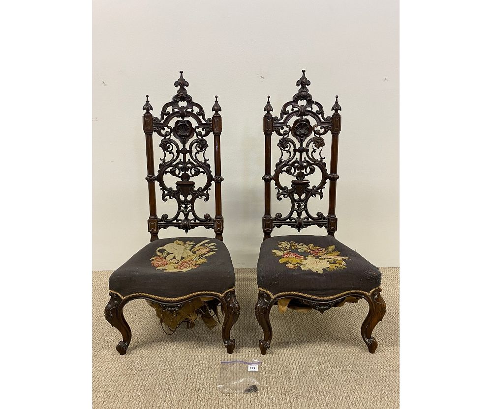 Appraisal: Pair Victorian Side Chairs Pair of Victorian side chairs each