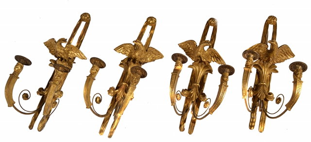 Appraisal: A SET OF FOUR TH CENTURY GILTWOOD TWO BRANCH WALL