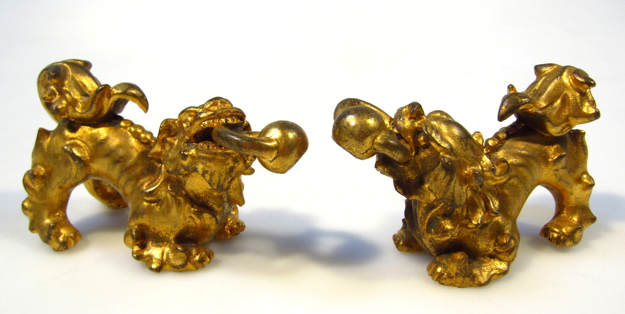 Appraisal: A pair of Chinese gilt bronze temple Dogs of Fo