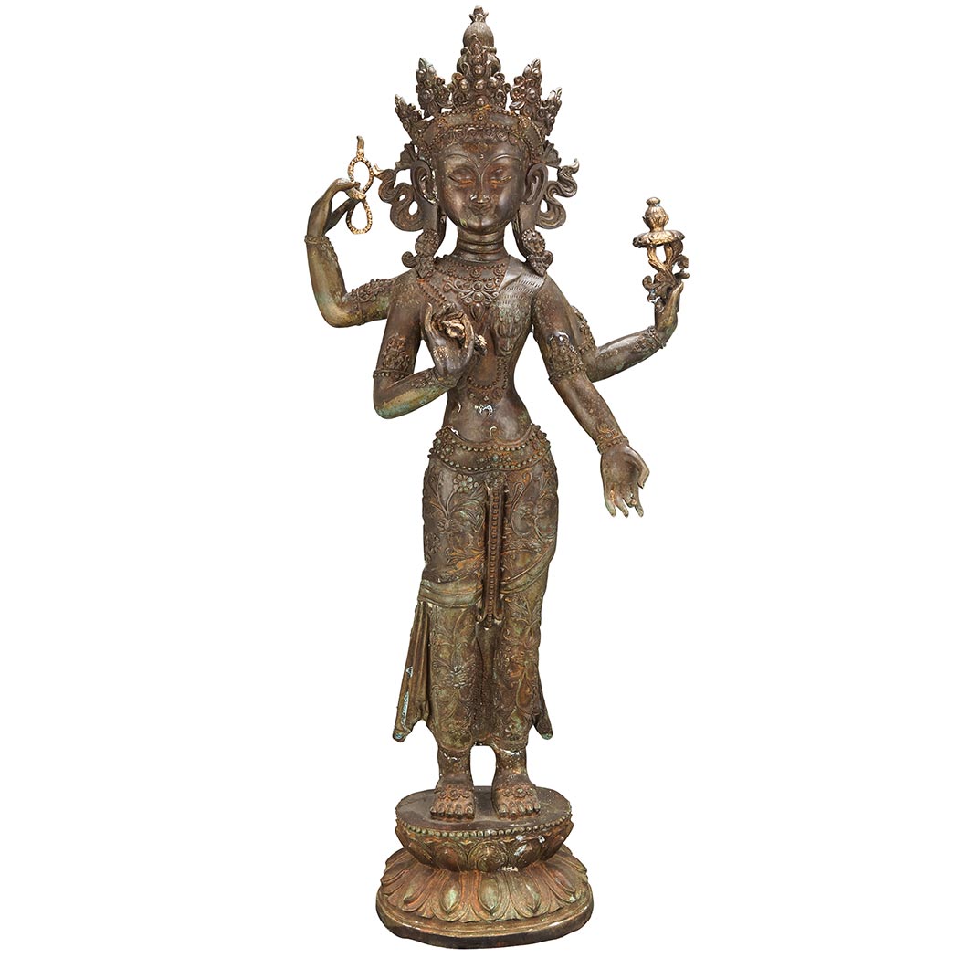 Appraisal: Tibetan Bronze Figure of Bodhisattva Cast standing the four arms