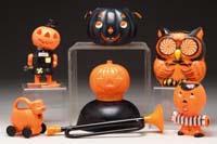 Appraisal: LOT OF FOURTEEN HARD PLASTIC HALLOWEEN ITEMS Includes three accordion