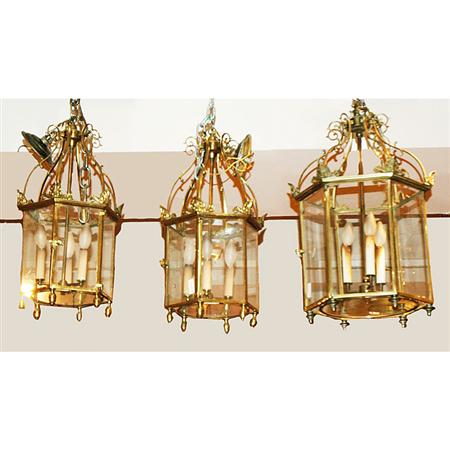 Appraisal: Set of Three Regency Style Gilt-Bronze Hall Lights Estimate -