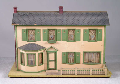 Appraisal: LARGE SEVEN ROOM DOLLHOUSE Doting father's handiwork consists of a