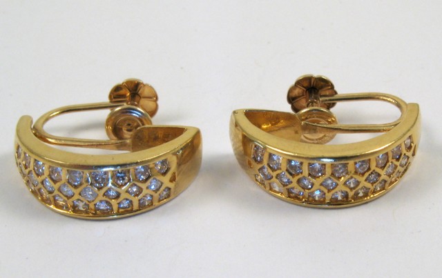 Appraisal: PAIR OF DIAMOND EARRINGS each k yellow gold and set