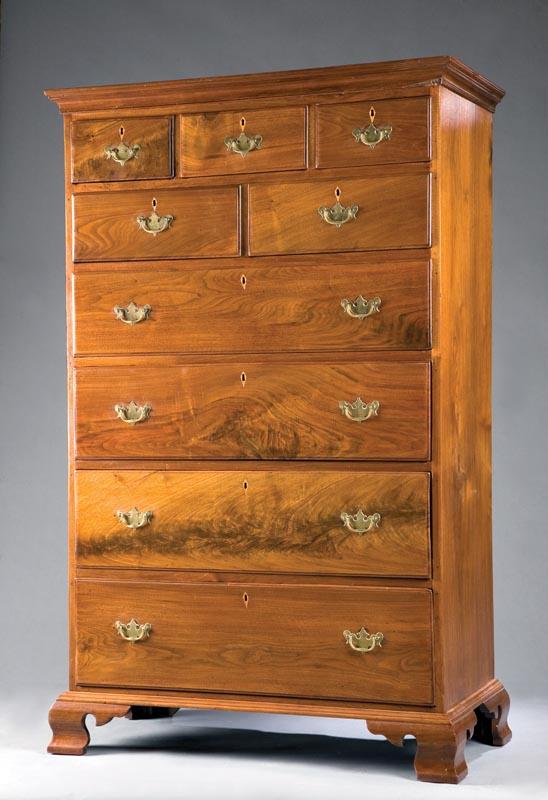 Appraisal: CHIPPENDALE TALL CHEST OF DRAWERS Pennsylvania late th century walnut