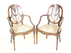 Appraisal: A pair of painted open armchairs late th century the