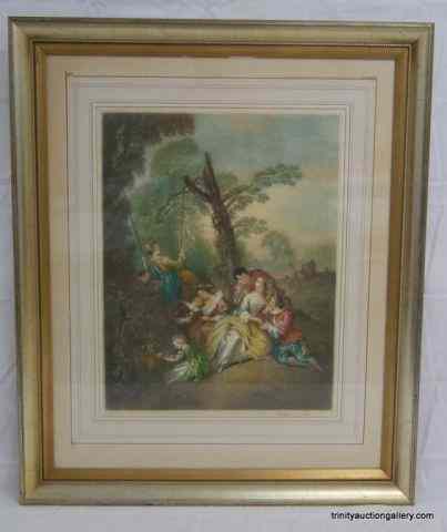 Appraisal: Arthur L Cox Signed Original Mezotint PrintTitled ''The Swing'' is