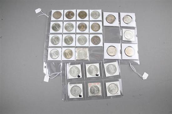 Appraisal: TWENTY-SEVEN SILVER DOLLARS Twelve Morgans all one Denver mint Fifteen