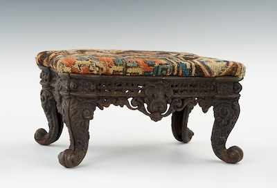 Appraisal: A Wrought Iron Footstool Apprx - x x H ornately