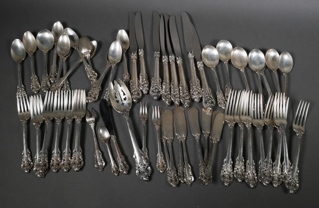 Appraisal: WALLACE GRAND BAROQUE STERLING SILVER FLATWARE SETWallace Silversmiths Co is