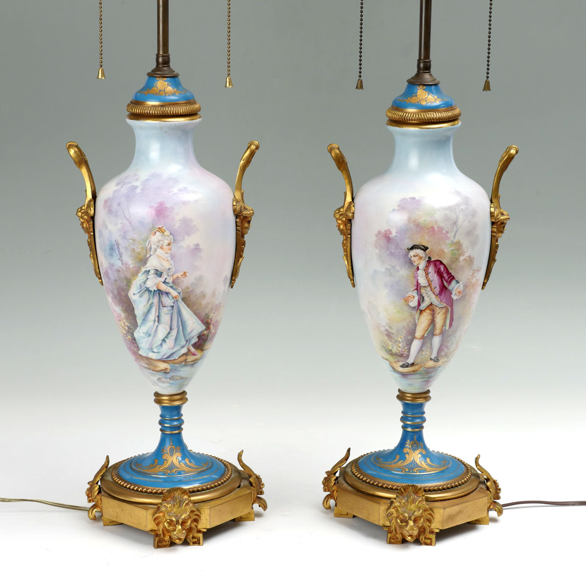 Appraisal: PAIR OF SEVRES TABLE LAMPS Sevres light lamps having a