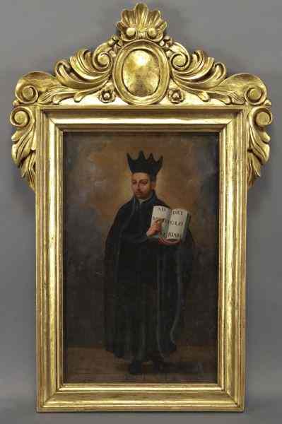 Appraisal: Attributed to Miguel Cabrera ''St Ignatius ofLoyola'' oil on canvas