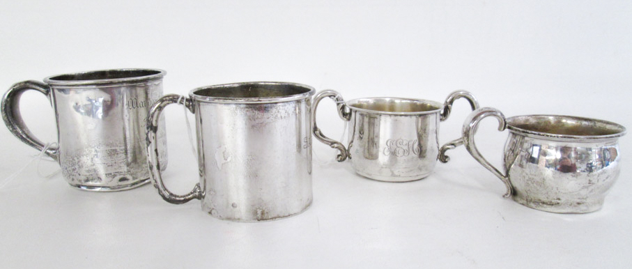 Appraisal: FOUR STERLING SILVER HOLLOWWARE comprised of child's cups and sugar