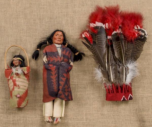 Appraisal: Two Skookum Native American dolls '' h and Two Skookum