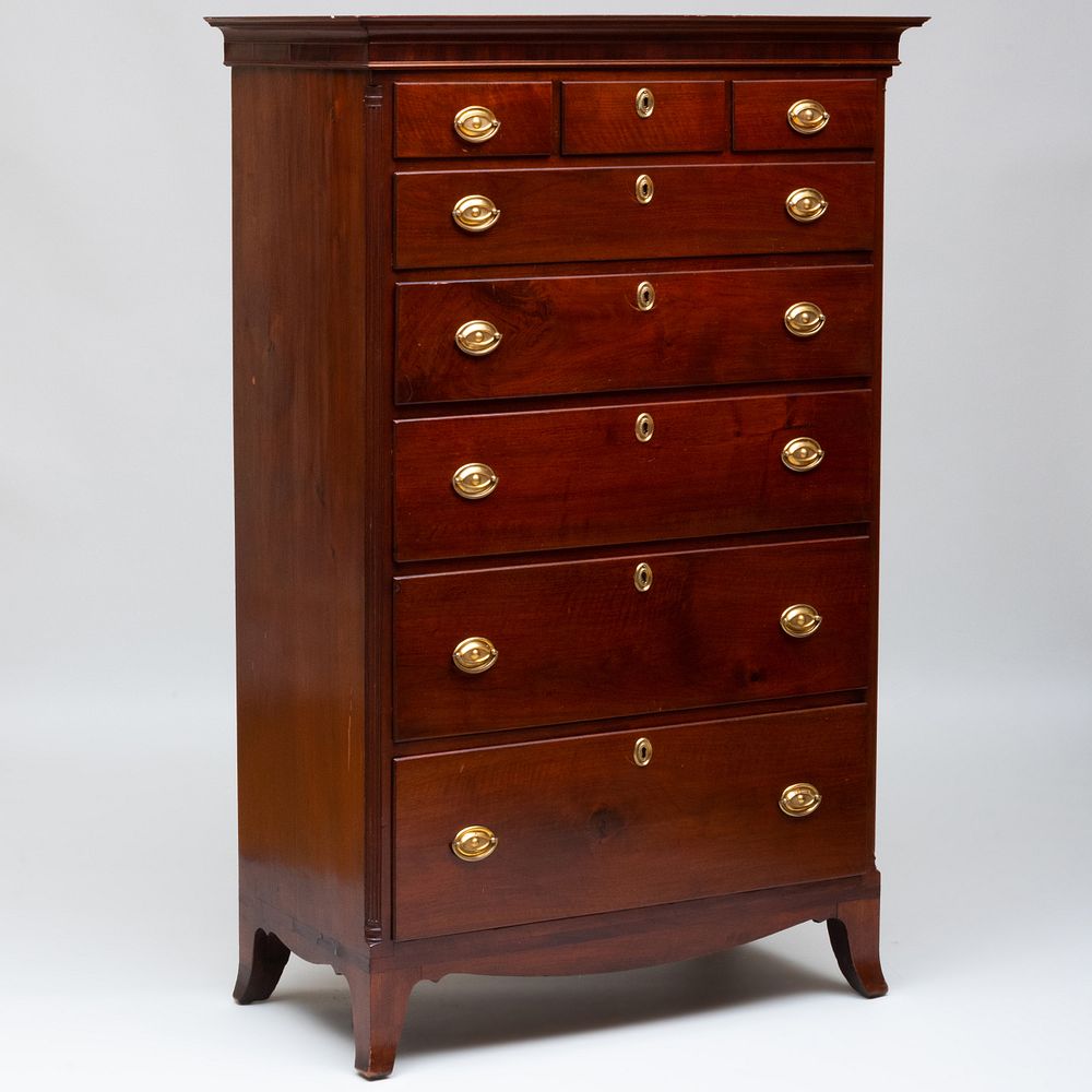 Appraisal: Federal Walnut Tall Chest of Drawers Pennsylvania Fitted with three