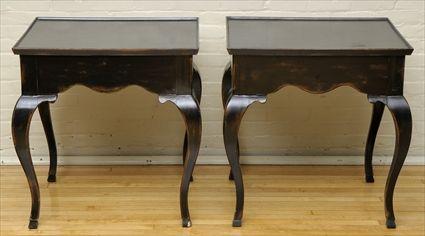 Appraisal: Two Rococo-Style Black Painted Side Tables x x in