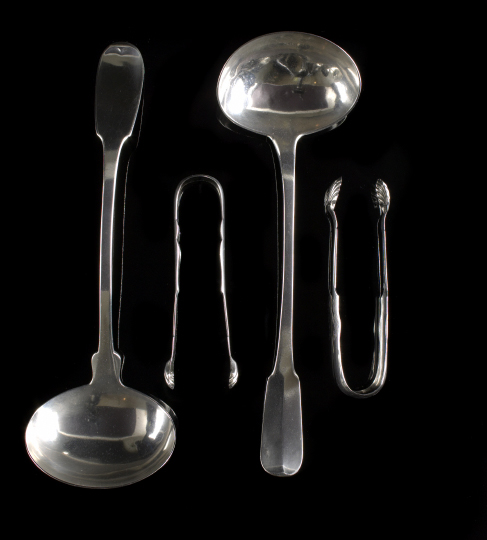 Appraisal: New Orleans Coin Silver Punch Ladle and Sugar Tongs second