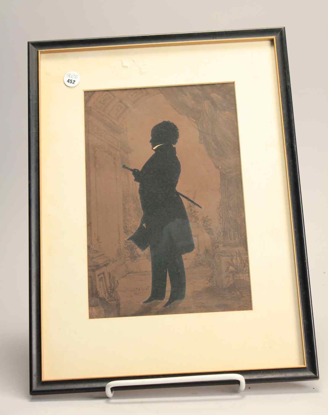 Appraisal: FRAMED SILHOUETTE th CenturyDepicting a standing man holding a cane