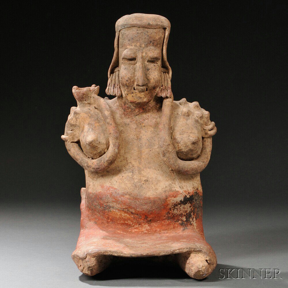 Appraisal: Jalisco Seated Female Pottery Figure western coast of Mexico c