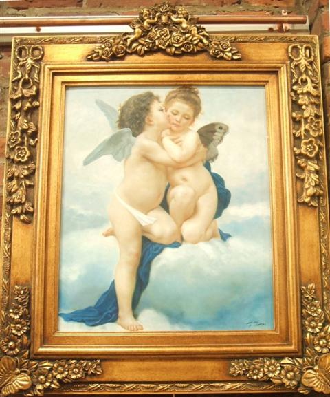 Appraisal: IN THE MANNER OF WILLIAM BOUGUEREAU ANGELS Oil on canvas