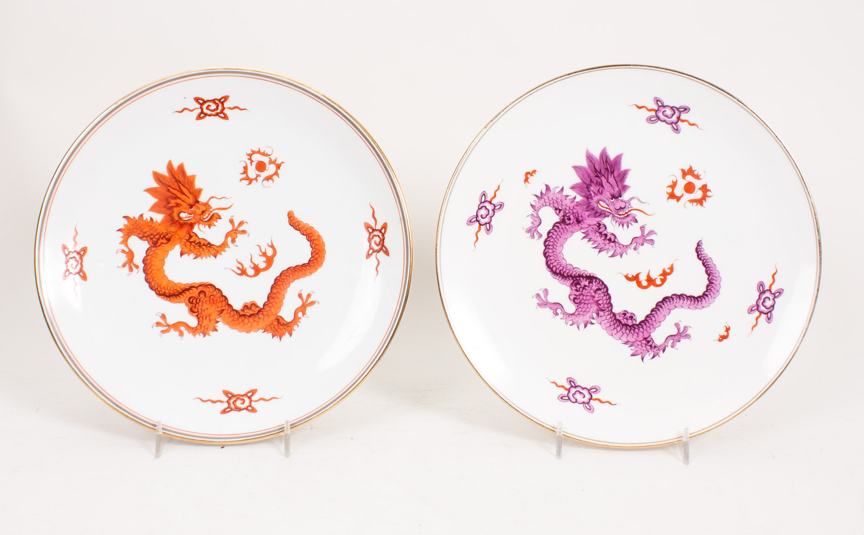 Appraisal: Pair of Meissen porcelain cabinet plates th century with purple