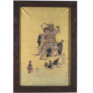 Appraisal: Large Japanese textile relief Large Japanese textile relief th th