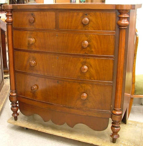 Appraisal: VICTORIAN MAHOGANY BOW-FRONT CHEST OF DRAWERS Scottish last quarter of