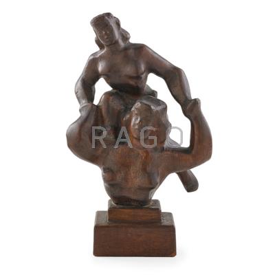 Appraisal: Chaim Gross Austrian American - Acrobats Carved wood Signed and