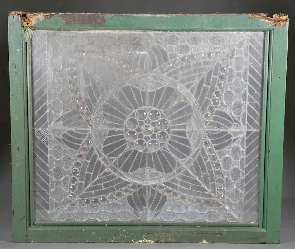 Appraisal: Decorative leaded glass window Decorative clear leaded glass windows from