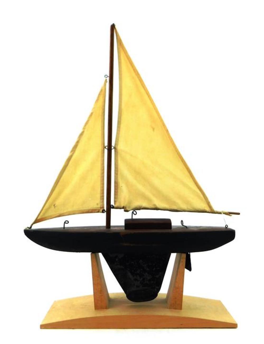 Appraisal: Boat model th C single mast with stand two cotton