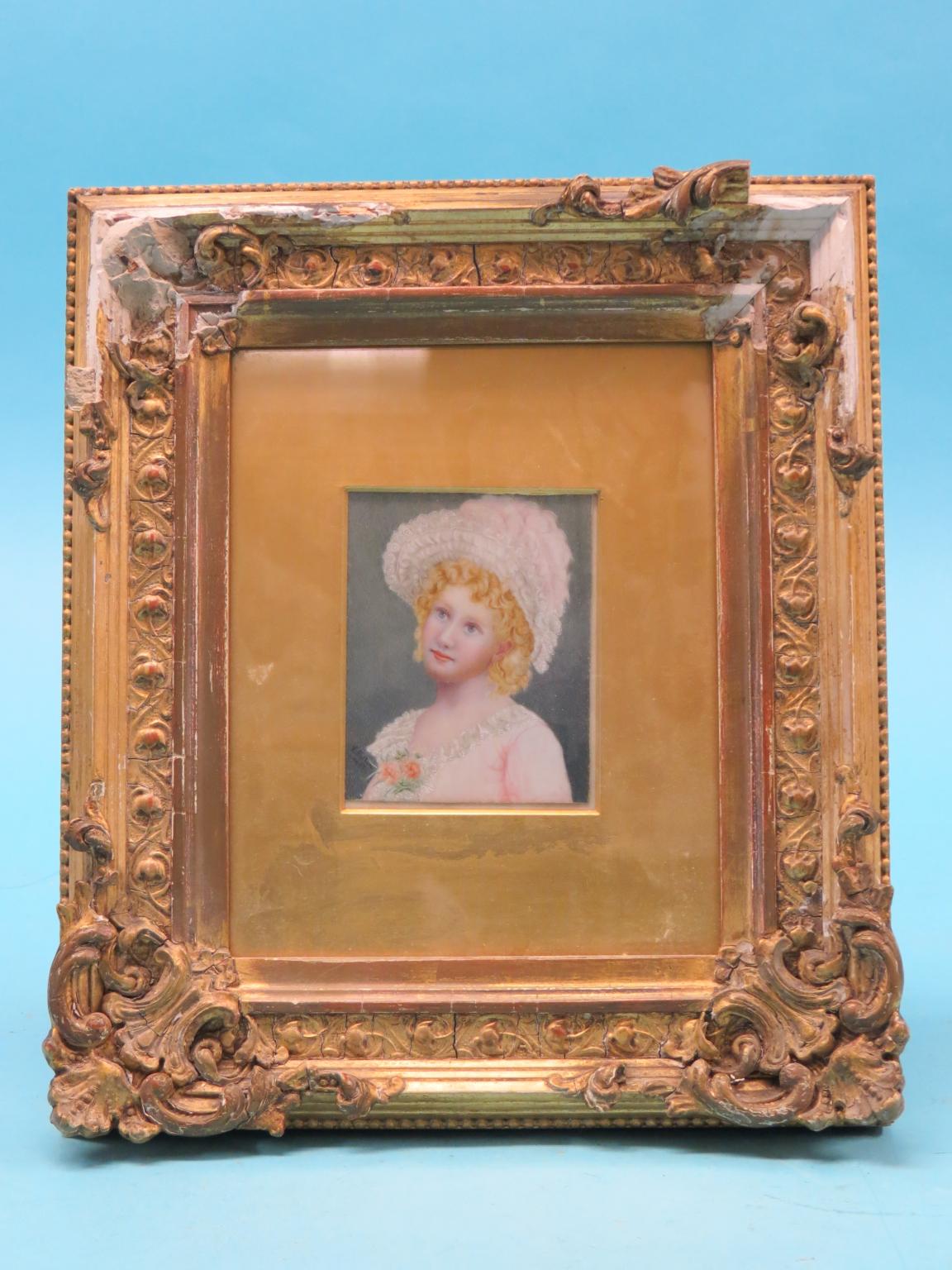 Appraisal: V Pullen - portrait miniature on ivory bust of a