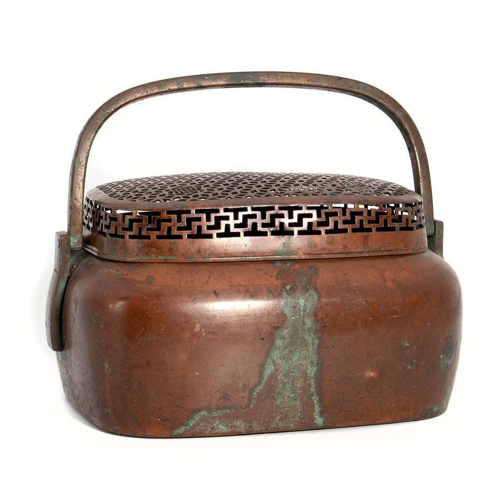 Appraisal: Japanese Bronze Brazier or Hand Warmer in h to top