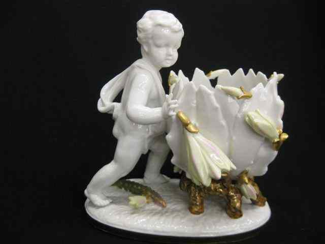 Appraisal: Porcelain Figural Vase boy with flowers gold trim '' excellent