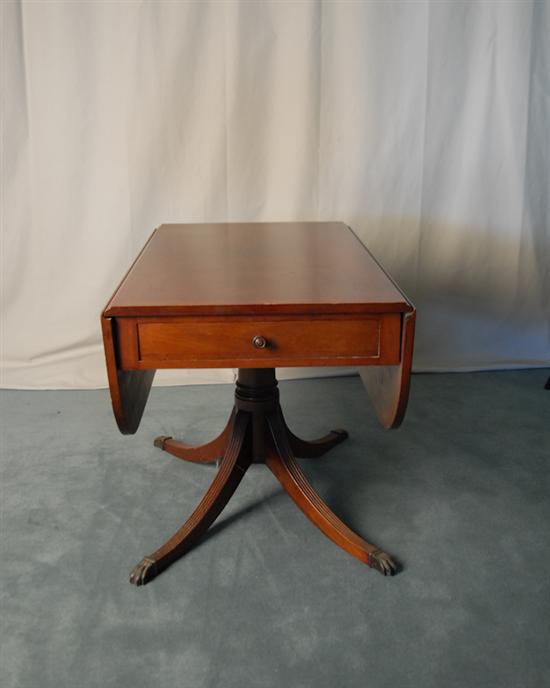 Appraisal: A Duncan Phyfe-style Mahogany Drop-leaf Breakfast Table with banded inlay