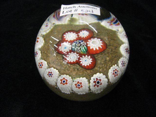 Appraisal: Art Glass Paperweight Millefiori Cane with copper mica background excellent