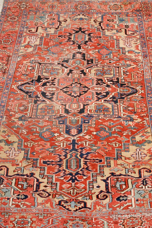 Appraisal: Heriz Carpet Northwest Persia early th century areas of wear