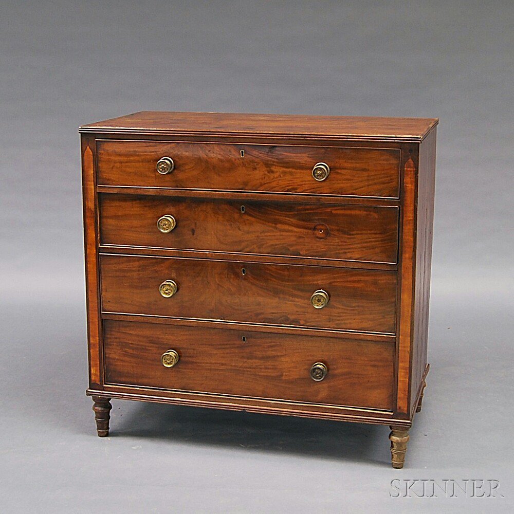 Appraisal: George III Inlaid Mahogany Chest of Drawers England early th