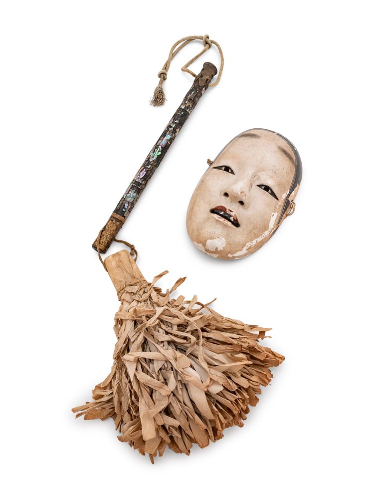 Appraisal: A Noh Mask A Noh Mask together with a mother-of-pearl