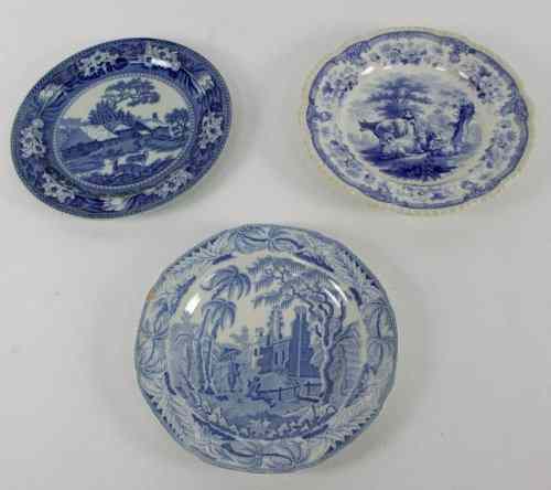 Appraisal: A pearlware blue and white plate transfer printed two figures